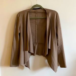 Zara faux suede drape collar blazer